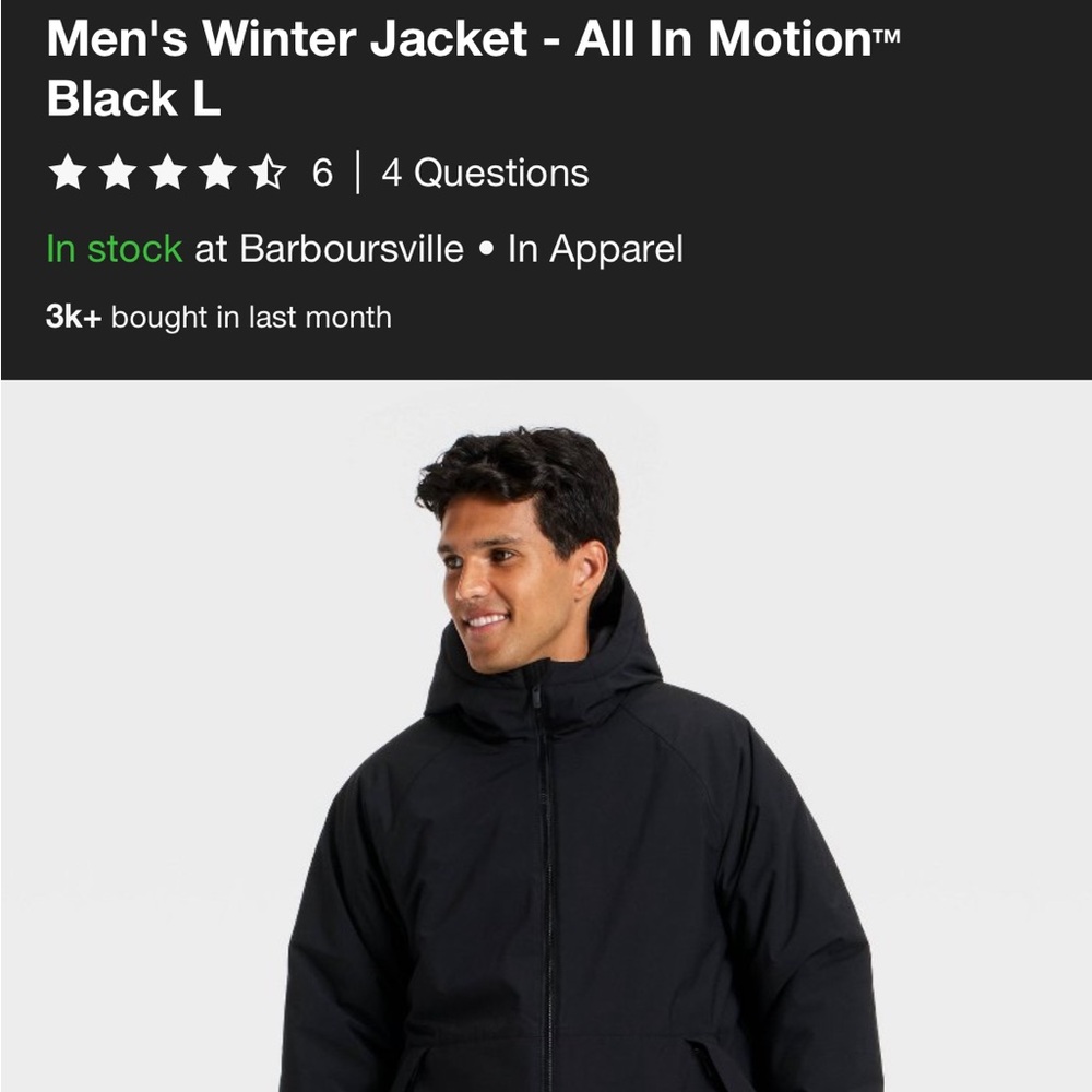 All in Motion Men's Midnight Black Performance Jacket